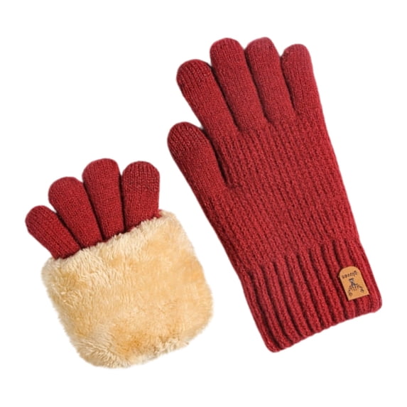 Winter Gloves for Women Touch Screen Elastic Thermal Knit Lining Warm Gloves for Cold Weather Skiing Outdoor, 1 Pack, Red
