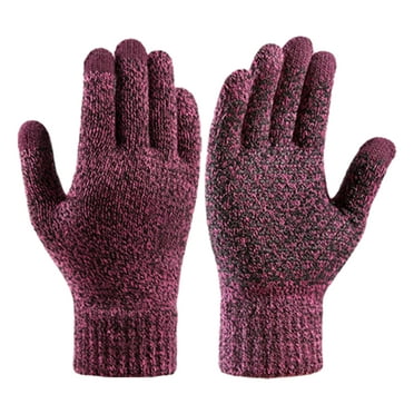 Winter Gloves for Women, Warm Touch Screen Texting Gloves, Women Knit Glove Soft Thick Fleece Lined - Black Red