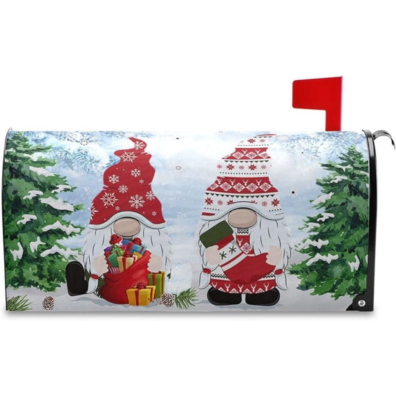 Winter Gnome Magnetic Mailbox Cover Christmas Xmas Mailbox Cover Magnetic Mailbox Wraps Post Letter Box Cover Garden Standard Size 21 X 25 inch