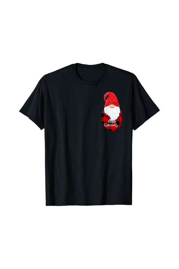 Winter Gnome Plaid Pocket Graphic T-Shirt