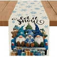 thumbnail image 1 of Winter Gnome Table Runner Christmas Blue Table Runners Seasonal Kitchen Dining Table Decoration for Winter Home Party Banquet Decor 13x48 Inch, 1 of 4