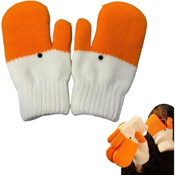 Winter Goose Gloves Socks,Cute Goose Mittens,Windproof Chunky Cable Knit Gloves,Plush Goose Gloves for Winter,Unisex