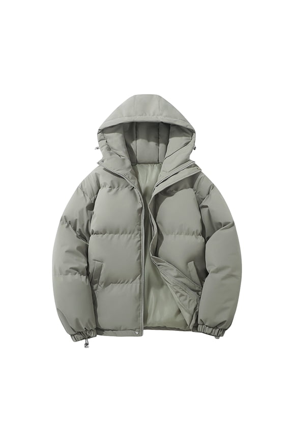 Winter Graphene Thermal Magnetic Cotton Clothing Men Couple Models Padded Hooded Jacket, Unisex Loose and Warm with Hood for Cold Weather,Mint Green,M