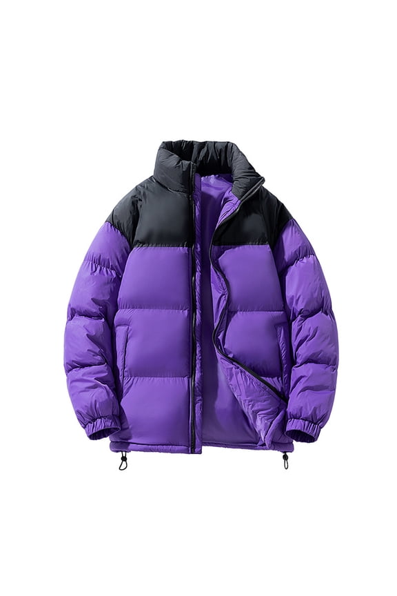 Winter Graphene Thermal Magnetic Cotton Clothing Men Couple Models Padded Hooded Jacket, Unisex Loose and Warm for Couples and Outdoor Use,Purple,3XL