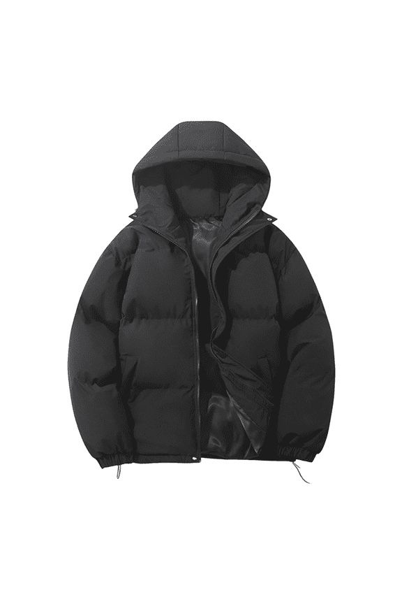 Winter Graphene Thermal Magnetic Cotton Clothing Men Couple Models Padded Hooded Jacket, Unisex Loose and Warm with Hood for Cold Weather,Black,3XL