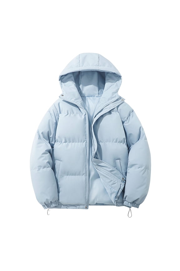 Winter Graphene Thermal Magnetic Cotton Clothing Men Couple Models Padded Hooded Jacket, Unisex Loose and Warm with Hood for Cold Weather,Blue,L