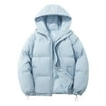 thumbnail image 1 of Winter Graphene Thermal Magnetic Cotton Clothing Men Couple Models Padded Hooded Jacket, Unisex Loose and Warm with Hood for Cold Weather,Blue,XL, 1 of 4