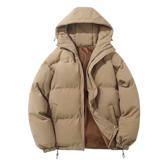 Winter Graphene Thermal Magnetic Cotton Clothing Men Couple Models Padded Hooded Jacket, Unisex Loose and Warm with Hood for Cold Weather,Khaki,M