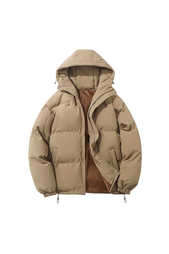 Winter Graphene Thermal Magnetic Cotton Clothing Men Couple Models Padded Hooded Jacket, Unisex Loose and Warm with Hood for Cold Weather,Khaki,M