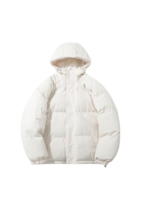 Winter Graphene Thermal Magnetic Cotton Clothing Men Couple Models Padded Hooded Jacket, Unisex Loose and Warm with Hood for Cold Weather,White,M