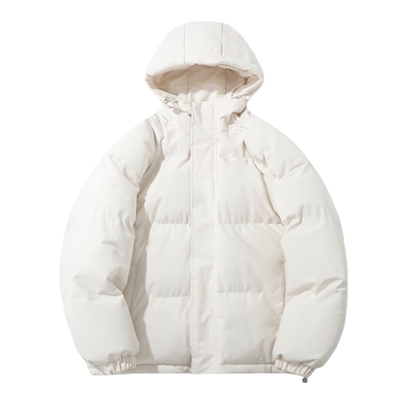 Winter Graphene Thermal Magnetic Cotton Clothing Men Couple Models Padded Hooded Jacket, Unisex Loose and Warm with Hood for Cold Weather,White,M