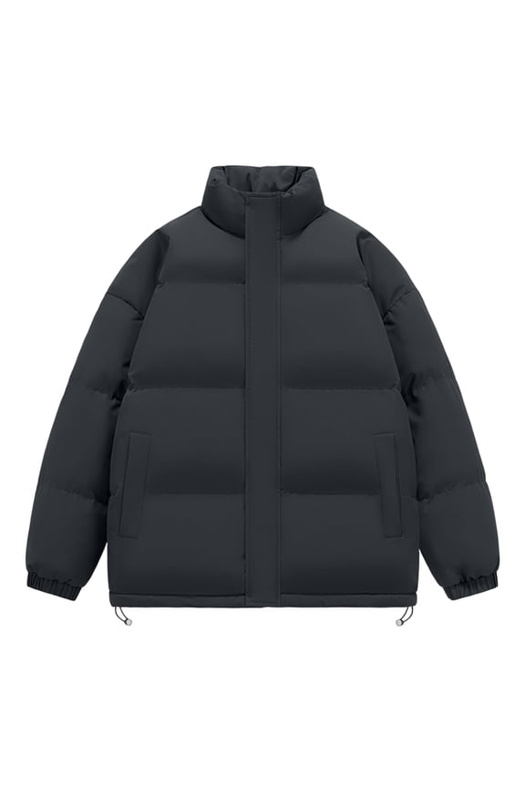 Winter Graphene Thermal Magnetic Cotton Clothing Men Models Padded Hooded Jacket, Loose Large Size Cotton Coat with Stand Collar for Youth Fashion,Black,2XL