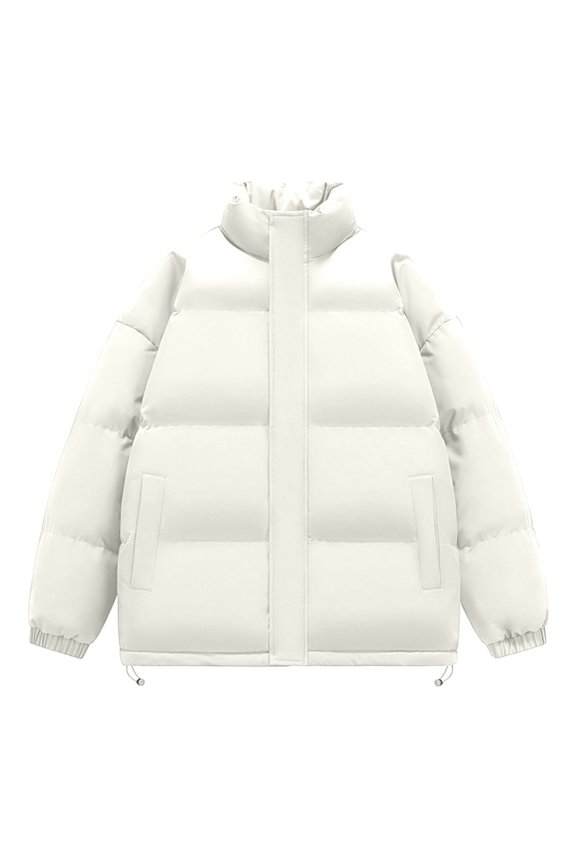 Winter Graphene Thermal Magnetic Cotton Clothing Men Models Padded Hooded Jacket, Loose Large Size Cotton Coat with Stand Collar for Youth Fashion,White,M