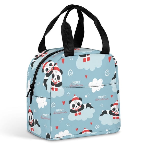 Winter Graphics Clip Art Sticker Wrapping Paper Animation Snow Playing in The Snow Large Capacity Lunch Bag Insulated Lunch Box for Men Women Travel Office Picnic Portable Lunch Tote Bag