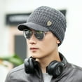thumbnail image 1 of Winter Gray Baseball Cap Men Warm Baggy Weave Crochet Cotton Knit Ski Beanie Caps Hat Cotton, 1 of 5