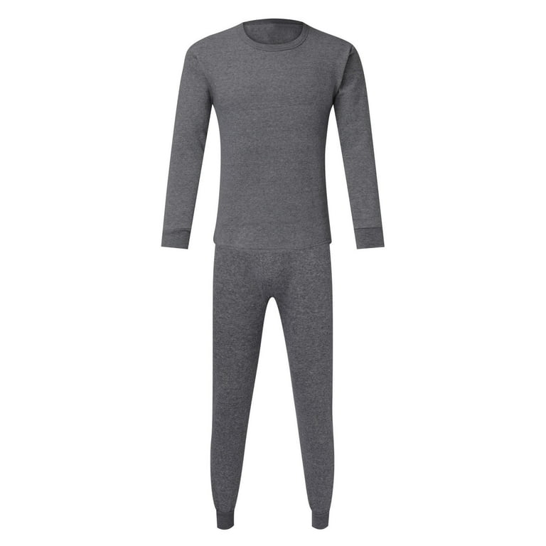 Winter Gray Mens Outfits 2 Piece Dress Spring Autumn And Fashion Simple  Solid Color Thick Thermal Underwear Set Leggings Bottoming Shirt Clothes  Pants