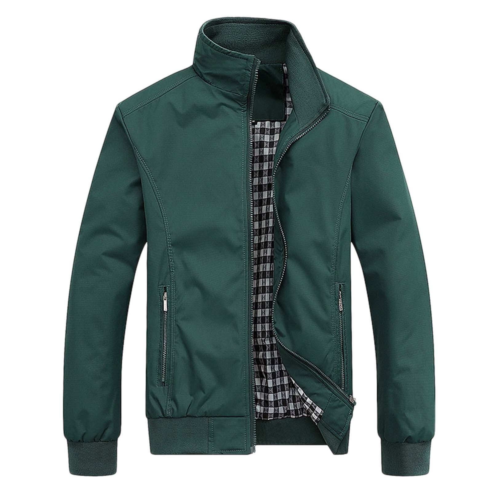 Winter Green Jackets For Men Mens Fashion Business Solid Stand 