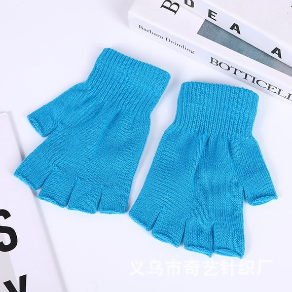 Winter Half Finger Gloves, Knitted Fingerless Mittens, Warm Stretchy Gloves for Men and Women