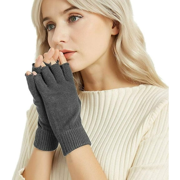 Winter Half Finger Gloves, Knitted Fingerless Mittens, Warm Stretchy Gloves for Men and Women