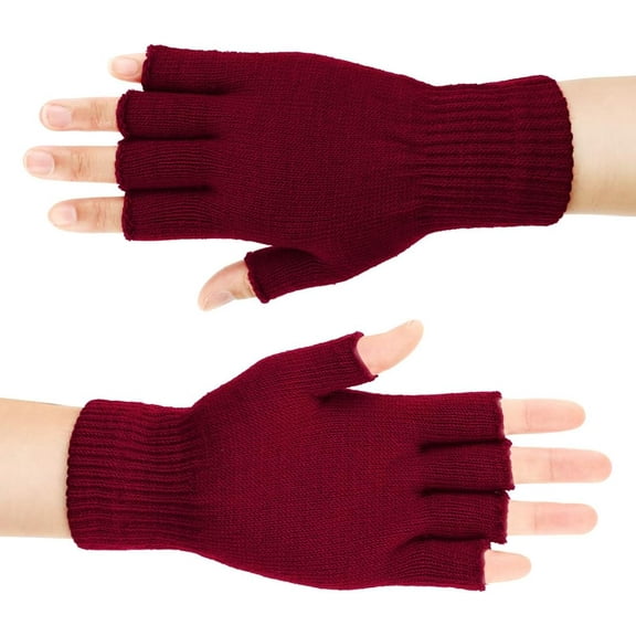 Winter Half Finger Gloves, Knitted Fingerless Mittens, Warm Stretchy Gloves for Men and Women