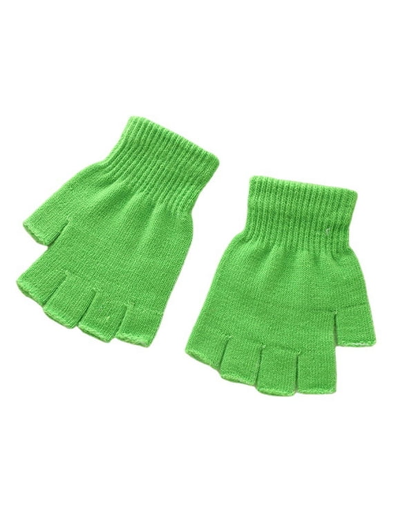 Winter Half Finger Gloves, Knitted Fingerless Mittens, Warm Stretchy Gloves for Men and Women