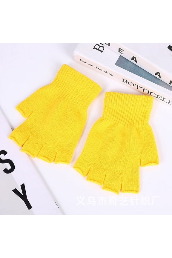 Winter Half Finger Gloves, Knitted Fingerless Mittens, Warm Stretchy Gloves for Men and Women
