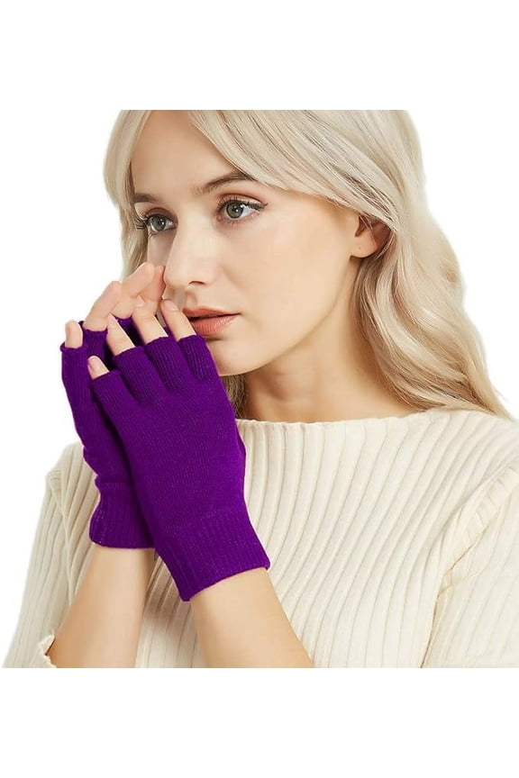 Winter Half Finger Gloves, Knitted Fingerless Mittens, Warm Stretchy Gloves for Men and Women