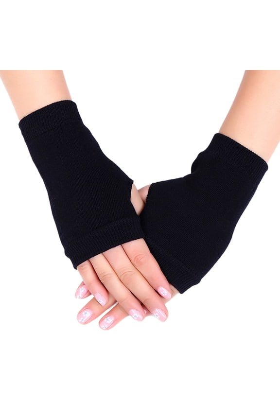Winter Half Finger Gloves Knitted Fingerless Mittens wth Thumb Hole Warm Stretchy Short Hand Warmer for Men and Women
