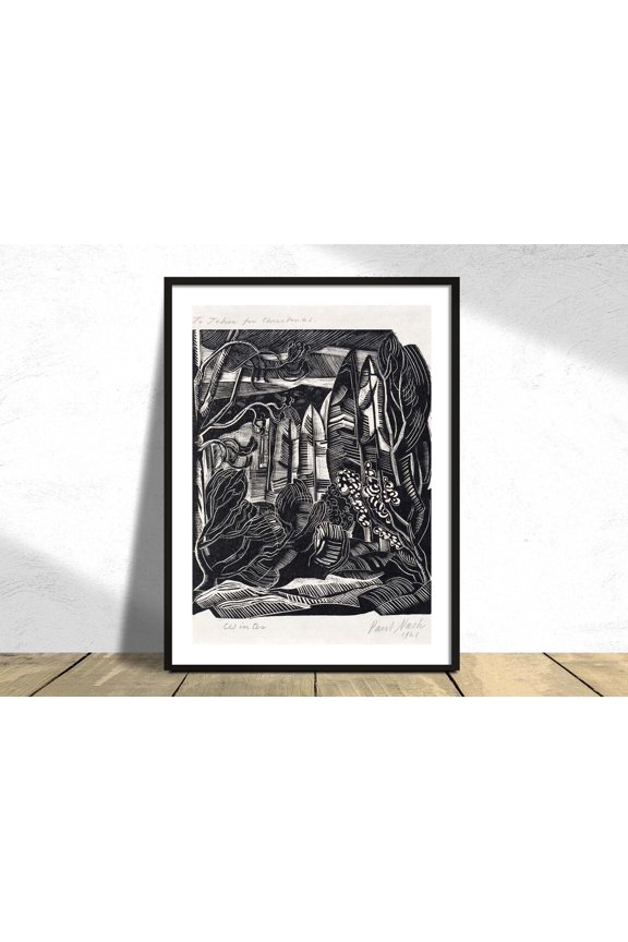 Winter Hampden Paul Nash British Art Modernism Poster Reproduction Old Illustration Vintage English Famous Landscape, Unframed Paper Poster 8x10in