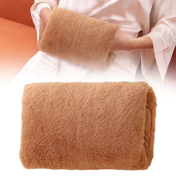 Winter Hand Muffs - Unisex Faux Fur Heated Hand Warmer Pouch,USB Rechargeable Warm Winter Gloves,Faux Fur Plush Hand Warmers for Women(Brown)