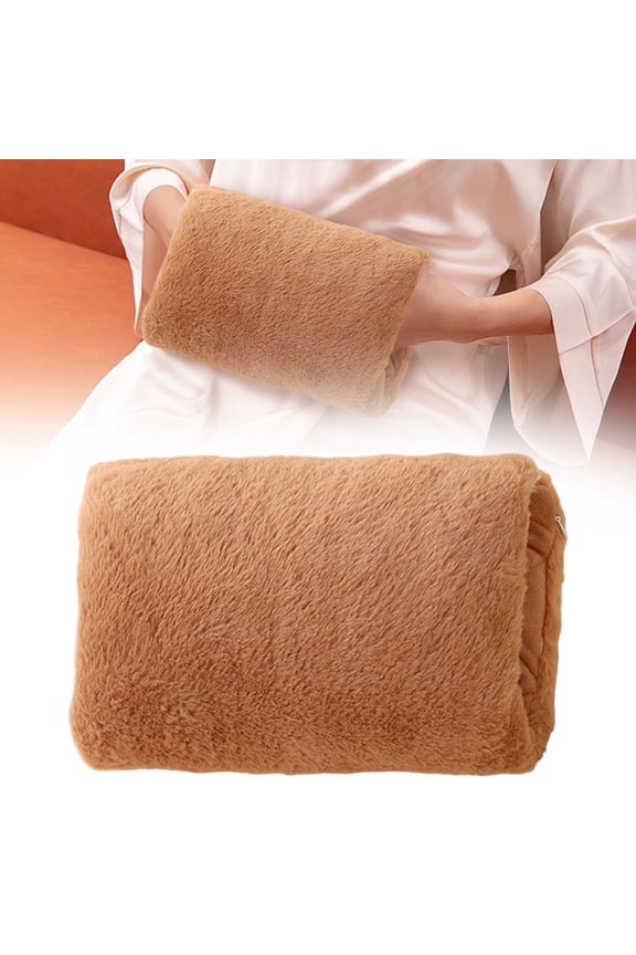 Winter Hand Muffs - Unisex Faux Fur Heated Hand Warmer Pouch,USB Rechargeable Warm Winter Gloves,Faux Fur Plush Hand Warmers for Women(Brown)