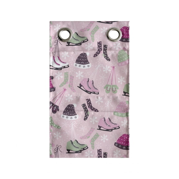 Winter Hanging Pocket Organizer, Cozy Christmas Concept of Skates Socks Hats and Mittens, Printed Polyester Storage Bag with Pockets, 9" x 16", Pale Reseda Green Rose