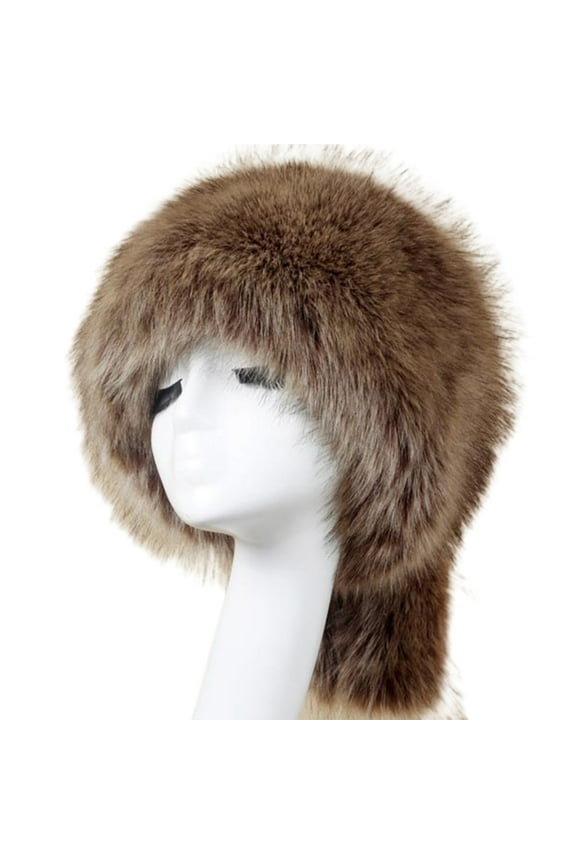 Winter Hat Adult Thick Warm Plush Hat Ladies Round Top with Tail Russian Ushanka Hat Female Earflap Hat Bomber Hat