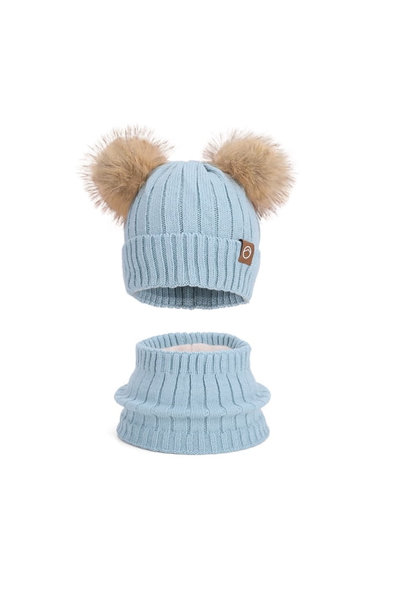 Winter Hat Beanie Short Scarf Set, 2Pcs Soft Thick Lined Skull Cap Scarf Set for Women Men