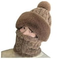 thumbnail image 1 of Winter Hat Beanies women Solid Winter Outdoor Knit Scarf With Hat Cover Knitted Integrated Hat, 1 of 4