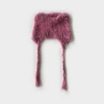 thumbnail image 1 of Winter Hat Cute Cat Ear Shape y2k Style Furry Knit Earflap Hat with Long Ear Straps Peruvian Cover Ear Beanie Hat, 1 of 1