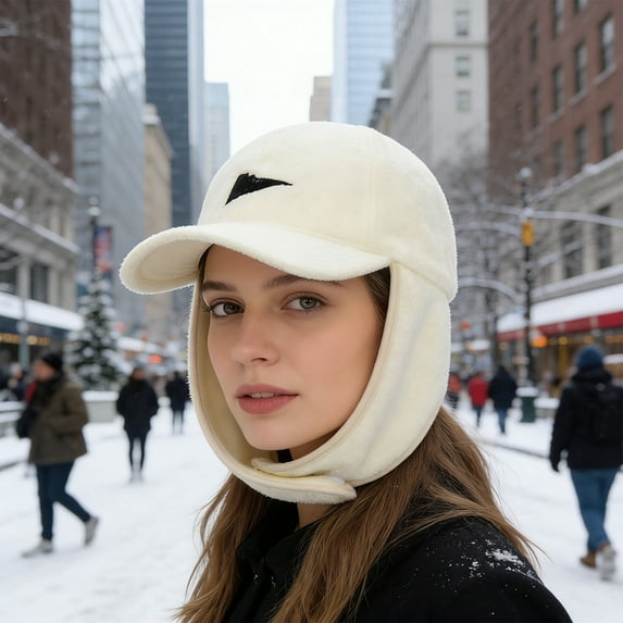 Winter Hat with Ear Flaps for Men and Women, Thermal Fleece Lined Beanie for Cold Weather, Windproof Ski Snowboard Skating Outdoor Sports, Adjustable Knit Cuff Trapper Hat with Foldable Ear Covers