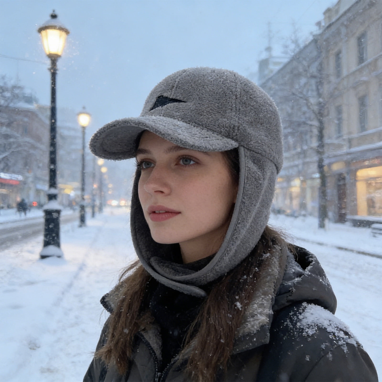 Winter Hat with Ear Flaps for Men and Women, Thermal Fleece Lined Beanie for Cold Weather, Windproof Ski Snowboard Skating Outdoor Sports, Adjustable Knit Cuff Trapper Hat with Foldable Ear Covers
