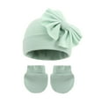 thumbnail image 1 of Winter Hat Gloves Set, Beanie Hat Glove Set for Boy Girls Kids Unisex Winter Hats Warm Knitted Beanie Mittens Gloves with Bows on Clearance under $10, 1 of 2
