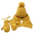 thumbnail image 1 of Winter Hat Long Scarf Gloves Pompom Beanie Kids Snow Knit Cuffed Skullcap Mitten, 1 of 19