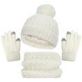 thumbnail image 1 of Winter Hat, Scarf & Glove Sets for Boys Girls Size 1-6 Toddlers Thermal Warm Fleece Lined Knitted Pom-Pom Beanies Hats Scarves Gloves, 1 of 4