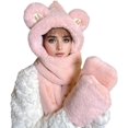 thumbnail image 1 of Winter Hat Scarf Gloves Set, 3 in 1 Womens Hat Scarf and Gloves Set Winter Cute Soft Plush Thick Warm Hats for Unisex Adult, 1 of 7