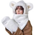 thumbnail image 1 of Winter Hat Scarf Gloves Set, 3 in 1 Womens Hat Scarf and Gloves Set Winter Cute Soft Plush Thick Warm Hats for Unisex Adult, 1 of 7