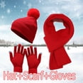 thumbnail image 1 of Winter Hat Scarf and Gloves Set for Men and Women, 3 in 1 Knitted Beanie Ear Muffler and Gloves, Warm Windproof Ski Set for Cold Weather, Cycling, Outdoor Activities-Red, 1 of 6