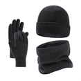 thumbnail image 1 of Winter Hat Scarf Gloves Set, Men's & Women's Slouchy Cuffed Beanie, Fleece Lined Neck Warmer, 3-Piece Knit Set, Cold Weather Accessories A, 1 of 2