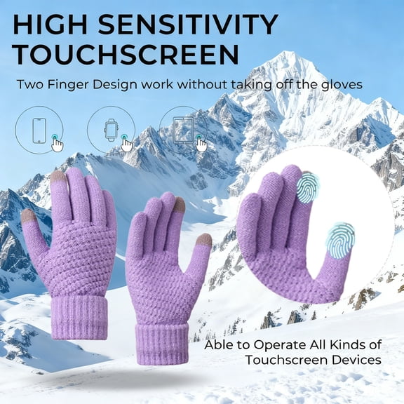 Winter Hat Scarf Gloves and Ear Warmer, Pom Pom Hat with Warm Fleece Lined Long Knit Scarf Touchscreen Gloves for Cold Weather