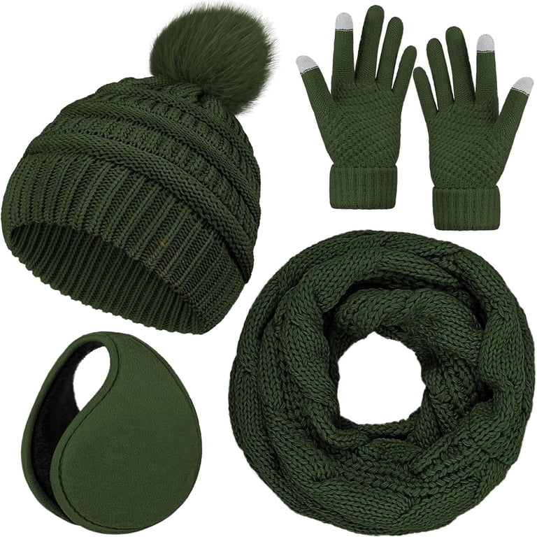 Winter Hat Scarf Gloves and Ear Warmer, Knit Warm Beanie Hat Touch Screen Heated Beanie USB Heated Hat Scarf Set Winter Knitted Beanie  main image 3