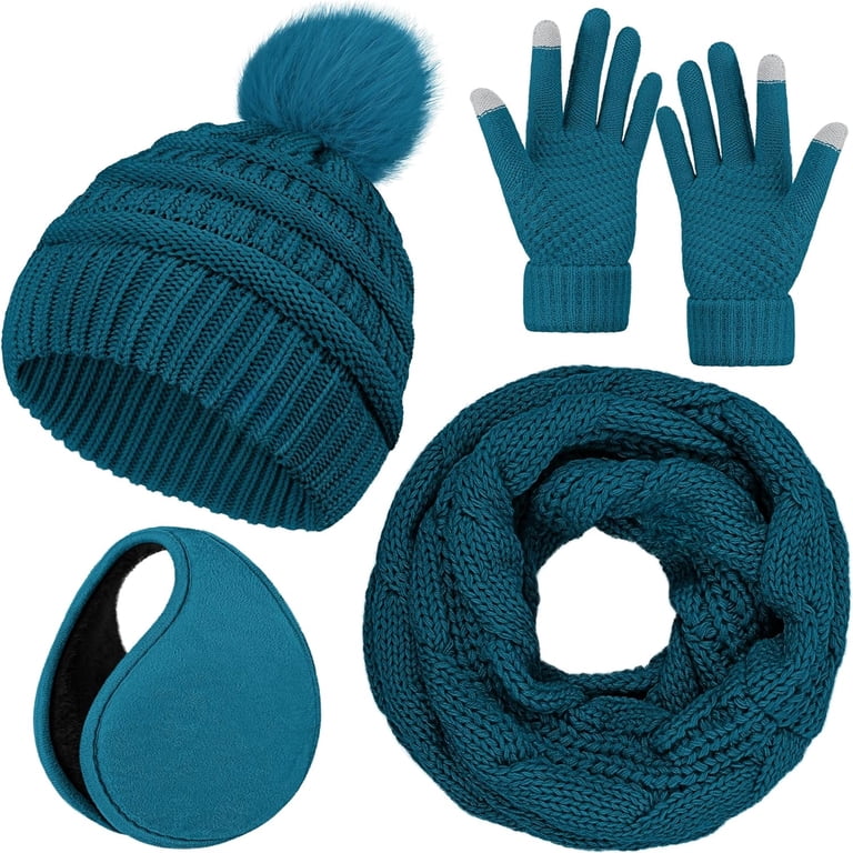 Winter Hat Scarf Gloves and Ear Warmer, Knit Warm Beanie Hat Touch Screen Heated Beanie USB Heated Hat Scarf Set Winter Knitted Beanie  main image 4