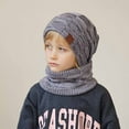 thumbnail image 1 of Winter Hat Scarf Sets for Boys Girls Thermal Warm Knitted Beanies Neck Gaiters Size 1-11 Youth Casual Solid 2 Piece Fleece Lined Hats & Scarves Set, 1 of 2