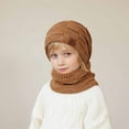 thumbnail image 1 of Winter Hat Scarf Sets for Boys Girls Thermal Warm Knitted Beanies Neck Gaiters Size 1-11 Youth Casual Solid 2 Piece Fleece Lined Hats & Scarves Set, 1 of 2